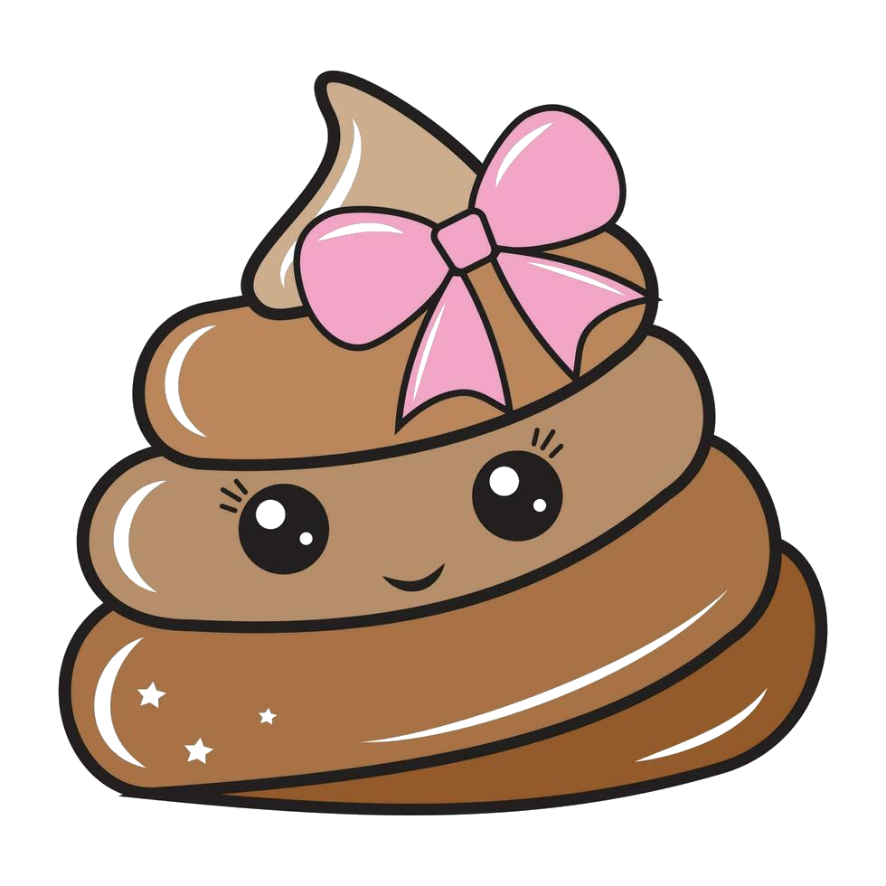 Cute poop character with a pink bow